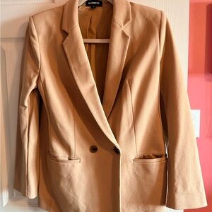 Express Tan Double-Breasted Blazer Jacket
